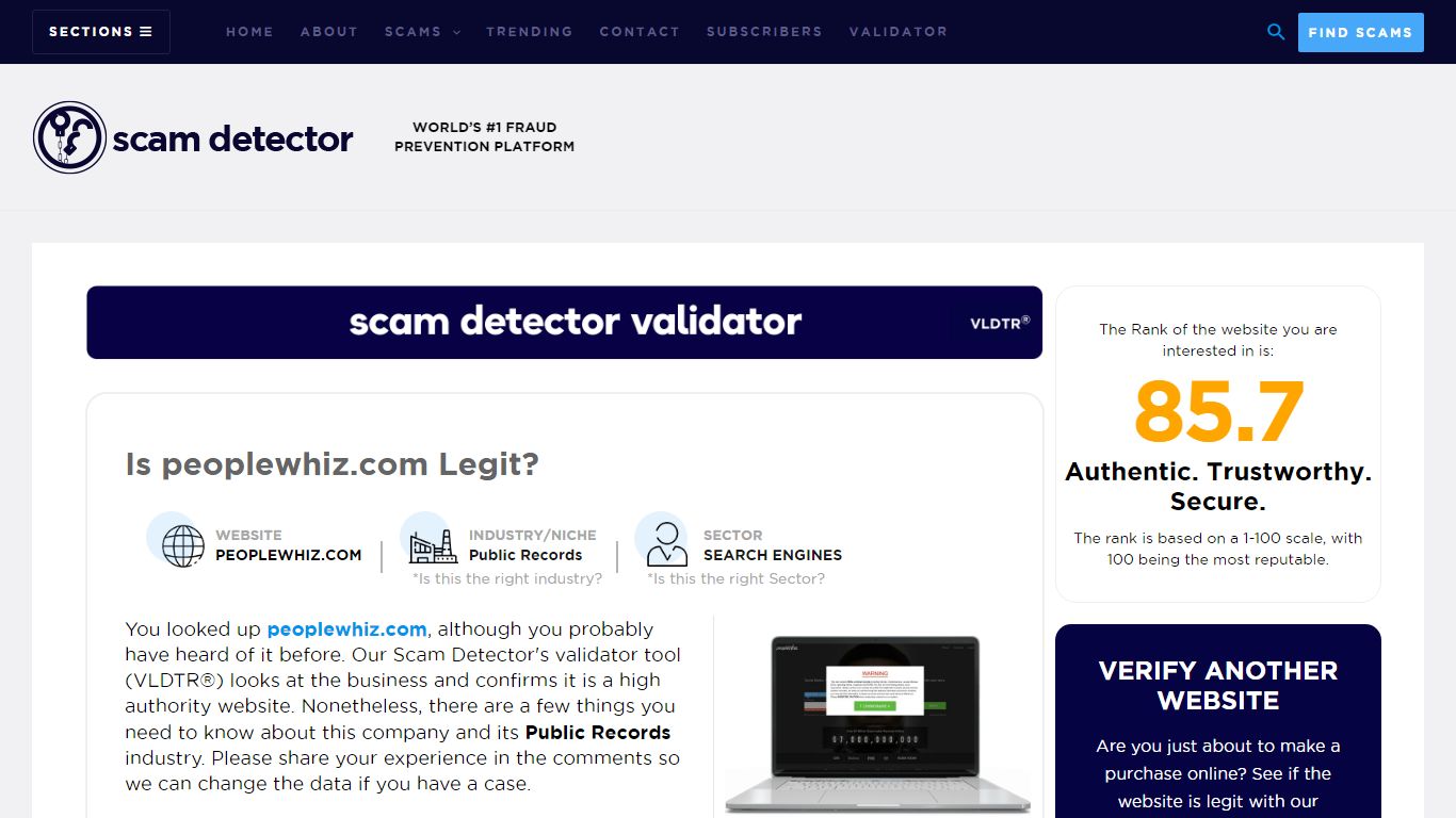 peoplewhiz.com Review - Scam Detector